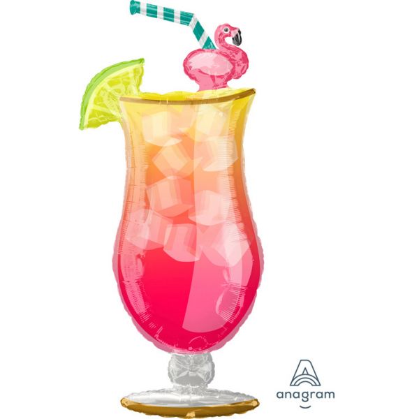XXL Folienballon Cocktail Glas mit Flamingo